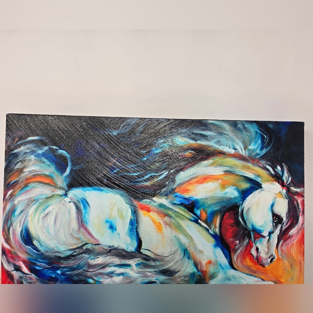 Marcia Baldwin The Stallion Prance Colorful Horse Art On Canvas 15x15 Equestrian - Picture 2 of 9